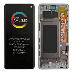 Display AMOLED di Ricambio IParts per SAMSUNG <span class=keywords><strong>Galaxy</strong></span> <span class=keywords><strong>S10</strong></span> SM-G973F G973U G973W, Schermo Touch con Cornice Originale - Product Image 1