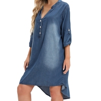 Femmes grande taille Jean Frock rétro Western Snap décontracté surdimensionné arge taille grande taille robes en jean
