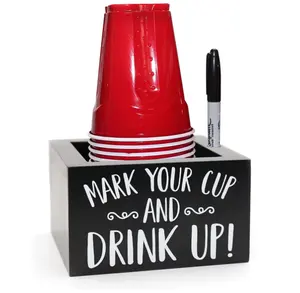 Party Solo Cup Caddy Wooden Party Cup Dispenser Mark Your Cup Plastic Marker Holder