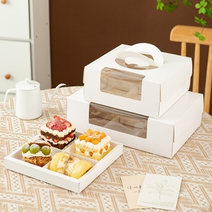 Sunshine 4/6 Holes Window Cupcake <b>Box</b> Birthday Wedding Home Party White Cardboard Paper White Cake <b>Box</b> With Handle - Product Image 2