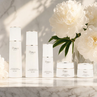 Ensemble d'emballages cosmétiques de luxe en verre dépoli blanc avec garniture dorée, cylindres de 30g/50g, 40ml/100ml/120ml, vente en gros