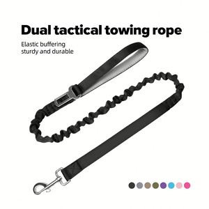 Laisse de chien élastique robuste pour chiens de grande race, anti-traction, avec absorption des chocs, avec ceinture de sécurité pour voiture, laisse tactique élastique pour chien - Product Image 1
