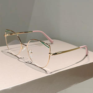 Nouvelles lunettes de vue plates de haute qualité, à monture métallique, anti-lumière bleue, effet œil de chat, diamant, pour le bureau, personnalisables - Product Image 2