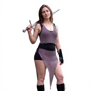 Steel Chainmail Warrior Armor Set Irregular Shape Welded Metal Craft Fashion Theme Black Boots Included - Product Image 2
