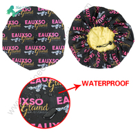 Bonnet de Douche Imperméable Personnalisé Double Face en Satin Doublé Réglable pour Cheveux