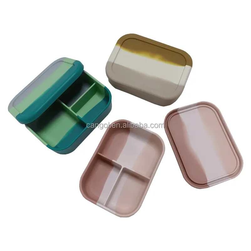 Portable Silicone Bento Lunch Box for Kids School and Adults Leak-proof Salad Lunch Container Food Storage Lunch Box BPA FREE