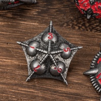 Jeu de dés polyédriques en métal - 7 pièces - Logo personnalisé - Dés de jeu de société D&D RPG avec design durable fait main - Thème floral et nature