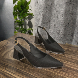 Zapatos de Tacón Grueso con Punta en Pico y Tira Trasera Negros para Oficina, para Damas - Product Image 3