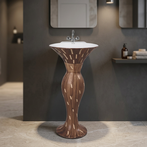 <b>Rustic</b> Colored Designer Ceramic Pedestal Wash Basin With Full Pedestal For Modern Hotel Villa <b>Bathroom</b> - Product Image 2