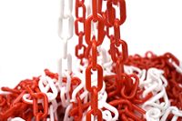 Chaîne de sécurité en plastique rouge et blanche, 25 m x 6 mm, chaîne de barrière pour le contrôle des foules, chaîne d'avertissement haute visibilité