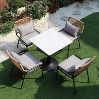 Ensemble de meubles en osier de style nordique minimaliste pour l'extérieur, chaises en osier amovibles en aluminium pour les patios, les balcons et les jardins