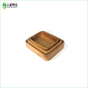 Bamboo <b>Square</b> Salad Bowl, Fruit Bowl, Nut and Snack Bowl, Japanese Style Bamboo Bowl and Side Dish Bowl Three-Piece <b>Set</b> - - Product Image 1