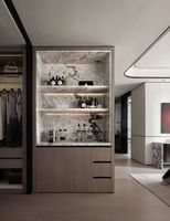 Armoire à vin de style luxe léger DBM, design personnalisé, ton bois clair, armoire de bar
