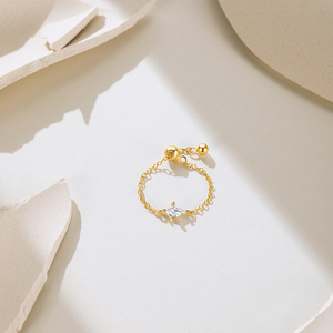 แหวนปรับขนาดได้ MINI RING KITE ZIRCON ทอง 18K เงิน 925 แฟชั่น แหวนขายดี - Product Image 2