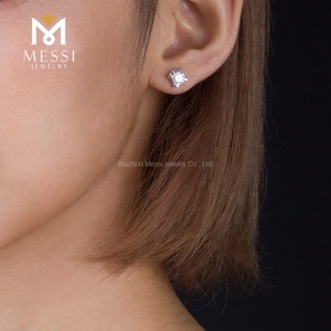 ต่างหูมอสซาไนต์แบบคลาสสิกจาก Messi Jewelry ทอง 10k 14k 18k เครื่องประดับมอสซาไนต์ - Product Image 4