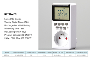 <strong>Digital</strong> <strong>Timer</strong> <strong>Plug</strong> with Socket (1 Outlet) 16A Rated for Residential Use Standard Grounding IP20 with SDK - Product Image 4