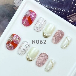 Nouvelle collection automne : <span class=keywords><strong>Faux</strong></span> ongles ronds courts haut de gamme (10 pièces) – Modèle carré à presser, mélange de brun exquis pour nail art avancé - Product Image 5