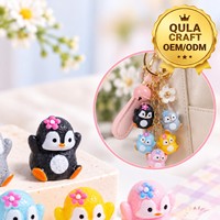 Figurine de pingouin mignonne en gros, accessoire 3D pour porte-clés, pinces à cheveux, breloques de téléphone, pendentifs de sac, commande personnalisée