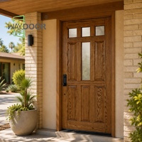 Factory Direct Sturdy Timber Entrance with Peephole Prehung 3 Lite Glass Solid Core Black Walnut Wood Front Door