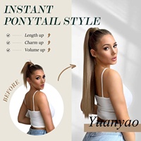 Queue de cheval droite à clipser de 22 pouces en fibre haute température de 110g pour femme, extension de cheveux à enrouler, vente en gros, offre spéciale