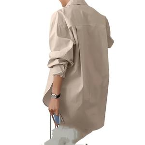 Camicie eleganti alla moda a manica lunga in tinta unita camicette da <span class=keywords><strong>donna</strong></span> autunnali <span class=keywords><strong>Oversize</strong></span> con top larghi Mujer eleganti con bottoni da lavoro - Product Image 5