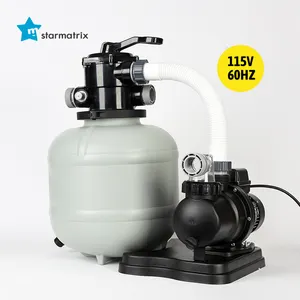 Starmatrix Filter pasir kolam 15 inci, Penyaring 1/2HP 2250GPH hingga 12000 galon, Filter pasir katup 7 arah untuk kolam tanah,