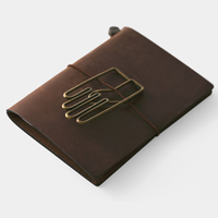 Marque-page vintage en bronze en forme de cactus, bloc-notes créatif en cuir, carnet de notes, décoration de bureau unique en forme de main, cadeau de lecture A5