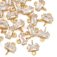 PandaHall SHEGRACE 20 pièces Connecteurs de bracelet rectangulaires en laiton pavé de zircone cubique