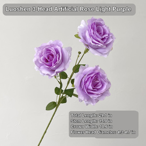 Bulk Faux Rose Spray 3 <strong>Flower</strong> Heads Silk Look Fake Rose Branch Artificial Rose Silk Rose For Home Vase Floral Arrangement - Product Image 3