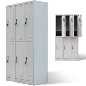 Gym Iron Locker Cabinet Steel Staff Metal Work Lockers School Storage Metal Locker Steel Metal Loker 6 Pintu Roperos Armario