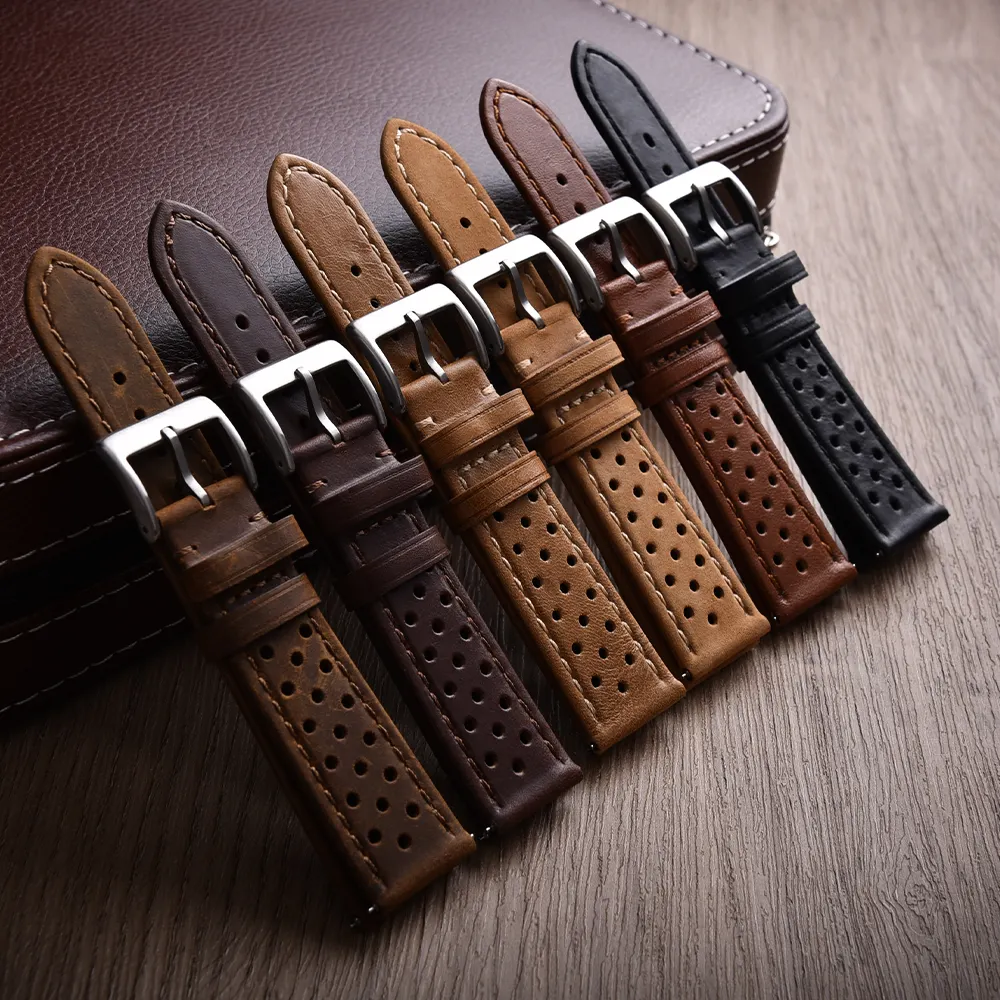 JUELONG Genuine Leather Watch Band 18mm 20mm 22mm Vintage Rally Quick Release Leather Watch Straps