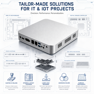 กล่องอะลูมิเนียมสำหรับคอมพิวเตอร์ขนาดเล็ก Mini ITX  แบบกำหนดเอง ผลิตด้วยเครื่อง CNC สำหรับอุตสาหกรรม  กล่องอะลูมิเนียมสำหรับโครงการ IoT  กล่องอะลูมิเนียมสำหรับเดสก์ท็อปอุตสาหกรรม - Product Image 6