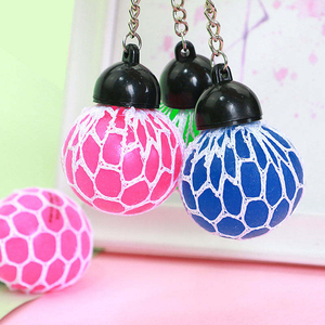 Mesh Grape Glitter Squishy <b>Squeeze</b> <b>Ball</b> Fidget Toy Key Ring TPR Children Sensory Play - Product Image 6