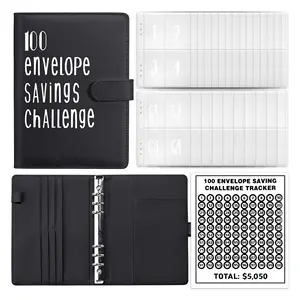 Enveloppes A5 100 en PU avec logo personnalisé fournitures <span class=keywords><strong>de</strong></span> bureau livre <span class=keywords><strong>de</strong></span> défi pour économiser <span class=keywords><strong>de</strong></span> l'argent - Product Image 1