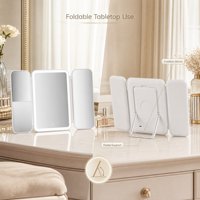 Base à gradation progressive, lumière réglable à trois volets, logo des fabricants, miroir de maquillage tactile LED personnalisé, fournisseur de miroirs à 3 voies