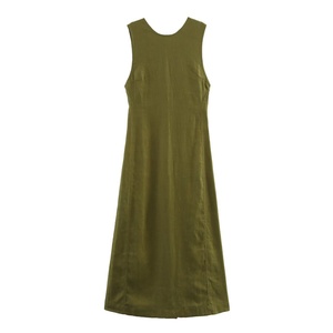 Vestido Midi de Lino sin Mangas para Mujer, Estilo Vintage Chic, Verano 2026, Transpirable, Cintura Natural, Tejido con Agujeros, Casual - Product Image 2