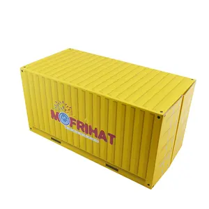 사각형 노란색 컬러 인쇄 컨테이너 모양 판지 골판지 포장 상자 사용자 정의 접는 배송 상자