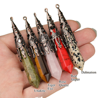 Pendentif en cristal naturel hexagonal en gros, avec capuchon en bronze antique, améthyste et obsidienne, pour la guérison et le Reiki