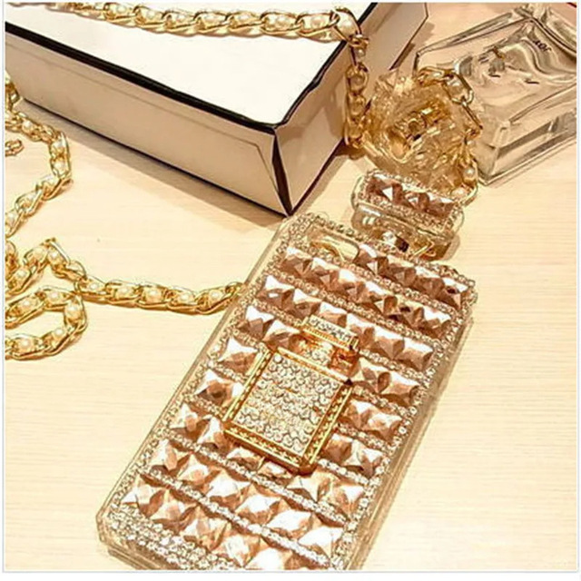 For iPhone 16, 17, 14, 15 Pro crystal studded phone cases For Apple 15, 12 protective covers, perfume bottles