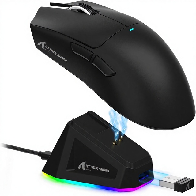 ATTACK SHARK X11 Gaming Mouse with Magnetic Charging Dock PixArt PAW3311 Gaming Sensor BT/2.4G Wireless/Wired 63g Ultra-Light