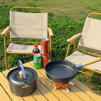 Portable Camping Ustensiles De Cuisine 3 Pcs Ensemble Cuisinière À Gaz Poêle À Frire Soupe Pot Randonnée En Plein Air Léger Ustensiles De Cuisine