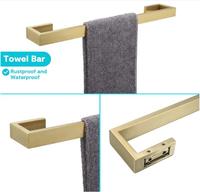 Ensemble de salle de bain de luxe en or 4 pièces, porte-serviettes carré en acier inoxydable de qualité hôtelière, ensemble de supports à papier hygiénique mural