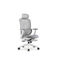 Fauteuil de bureau inclinable JOHOOFURNITURE avec appui-tête, cadre blanc, vente en gros pour bureau à domicile, coussin épais confortable