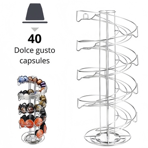 Soporte para Cápsulas de Café <span class=keywords><strong>Dolce</strong></span> <span class=keywords><strong>Gusto</strong></span> en Espiral con Base Giratoria, Organizador de Hierro con Diseño de Espuma de Leche para Almacenamiento en la Encimera de la Cocina - Product Image 6