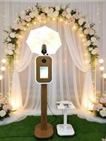 Booth Foto DSLR iPad Mudah Dirakit, Kios Selfie Portabel Motif Kayu untuk Bisnis Sewa Photobooth Kecil dan Startup