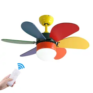 Home Children Vintage Decorative Lighting 30inch Remote Control Led Ceiling Fan With Light