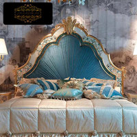 Französisches Prinzessinnen-Luxus-Doppelbett aus Massivholz mit geschnitzter Verzierung, Zinkenverbindung, hochwertiges, elegantes Hochzeitsbett