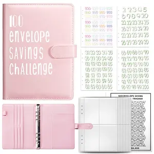 100 Dag Geldbesparing Envelop Challenge Binder Label Planner Girl A5 Aangepast Geld Losse Blad Afneembare Budget Bindmiddel