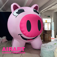 Décoration gonflable en forme de tirelire, ballon gonflable rose petit cochon