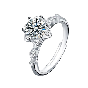 Bague de fiançailles en argent sterling S925 plaqué or avec moissanite, sertie à griffes, alliance de luxe, bijoux fins pour femme, coffret cadeau de mariage - Product Image 1
